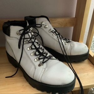 White and Black platform boots